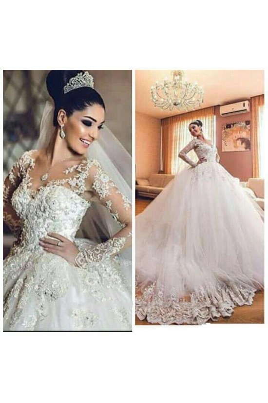 Ball Gown Long Sleeves Lace Wedding Dresses Bridal Gowns 3030074