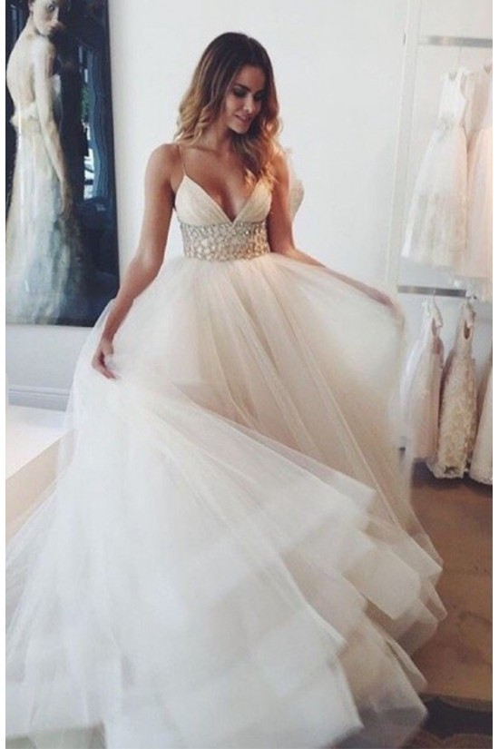 Spaghetti Straps Tulle Wedding Dresses Bridal Gowns 3030075