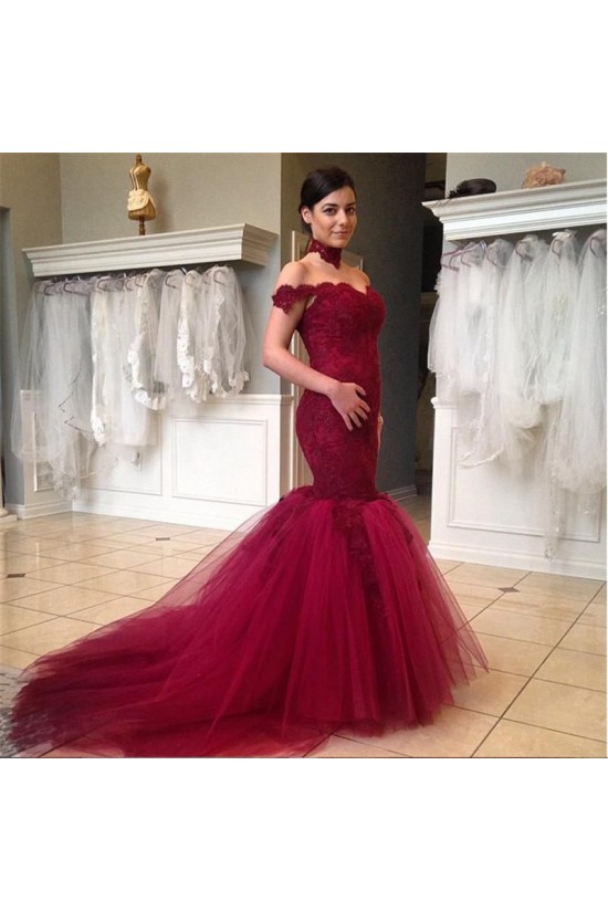 Mermaid Off-the-Shoulder Lace Tulle Wedding Dresses Bridal Gowns 3030078