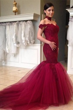 Mermaid Off-the-Shoulder Lace Tulle Wedding Dresses Bridal Gowns 3030078