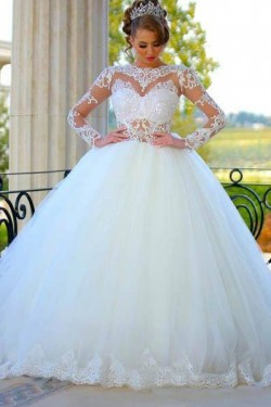 Ball Gown Long Sleeves Lace Wedding Dresses Bridal Gowns 3030080