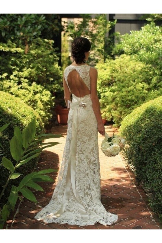 Sheath Open Back Lace Sleeveless Wedding Dresses Bridal Gowns 3030090 Sheath Open Back Lace Sleeveless Wedding Dresses Bridal Gowns 3030090
