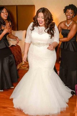 Lace Mermaid Plus Size Wedding Dresses Bridal Gowns 3030094