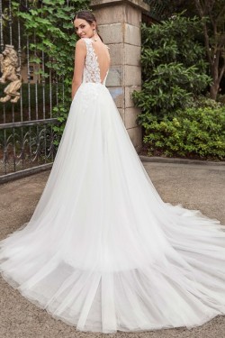 Mermaid Lace Tulle V-Neck Wedding Dresses Bridal Gowns 3030103