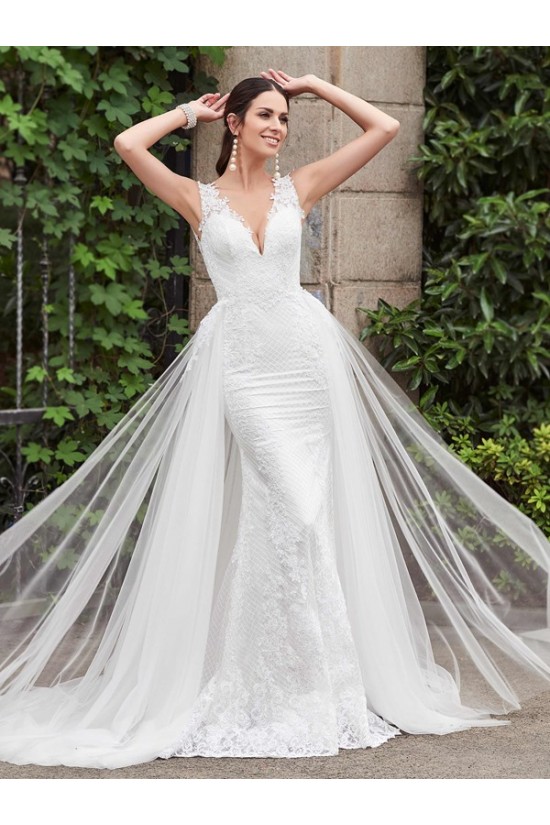 Mermaid Lace Tulle V-Neck Wedding Dresses Bridal Gowns 3030103