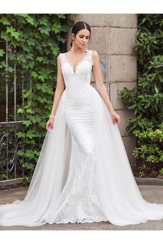 Mermaid Lace Tulle V-Neck Wedding Dresses Bridal Gowns 3030103