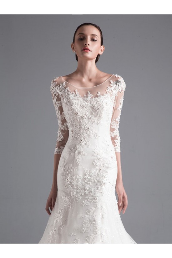 Mermaid 3/4 Length Sleeves Lace Wedding Dresses Bridal Gowns 3030104