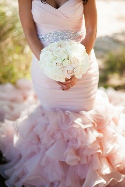 Mermaid Sweetheart Pink Beaded Waist Wedding Dresses Bridal Gowns 3030105