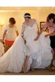 3/4 Length Sleeves V-Neck Lace Wedding Dresses Bridal Gowns 3030109