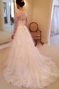 Long Sleeves Lace Wedding Dresses Bridal Gowns 3030113