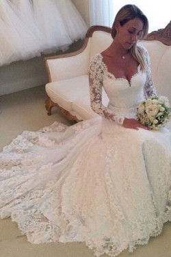 Long Sleeves Lace Wedding Dresses Bridal Gowns 3030113