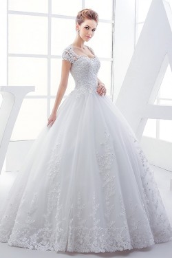 Lace Ball Gown Keyhole Back Sparkly Wedding Dresses Bridal Gowns 3030116