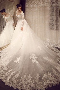 Long Sleeves Lace Wedding Dresses Bridal Gowns 3030118