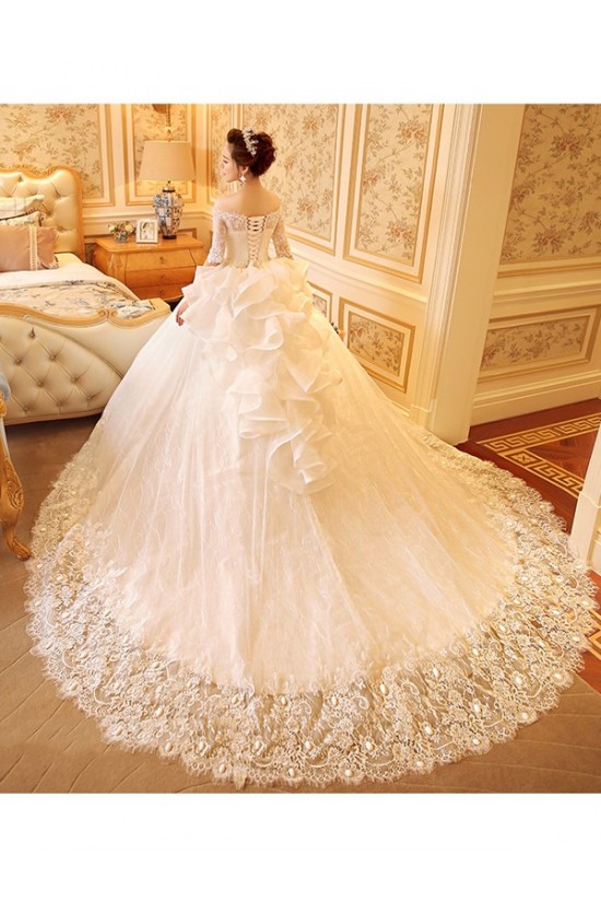 Lace Bridal Ball Gown Off-the-Shoulder Wedding Dresses Bridal Gowns 3030121