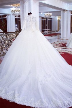 High Neck Long Sleeves Bridal Ball Gown Wedding Dresses Bridal Gowns 3030122