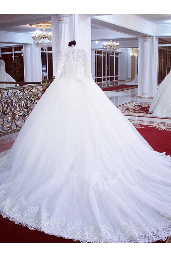 High Neck Long Sleeves Bridal Ball Gown Wedding Dresses Bridal Gowns 3030122