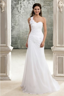 Sheath One-Shoulder Wedding Dresses Bridal Gowns 3030128
