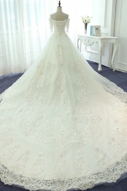 Short Sleeves Off-the-Shoulder Lace Wedding Dresses Bridal Gowns 3030129