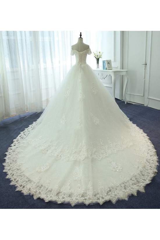 Short Sleeves Off-the-Shoulder Lace Sparkly Wedding Dresses Bridal Gowns 3030130 Short Sleeves Off-the-Shoulder Lace Sparkly Wedding Dresses Bridal Gowns 3030130