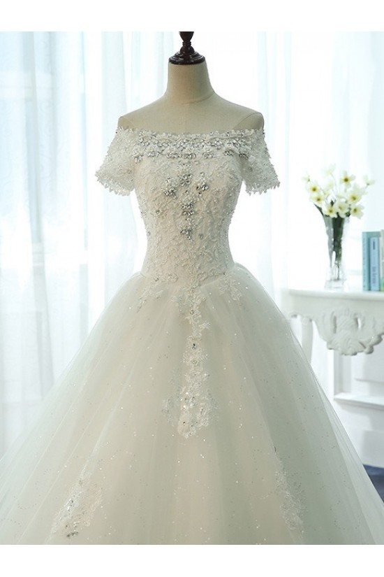 Short Sleeves Off-the-Shoulder Lace Sparkly Wedding Dresses Bridal Gowns 3030130 Short Sleeves Off-the-Shoulder Lace Sparkly Wedding Dresses Bridal Gowns 3030130