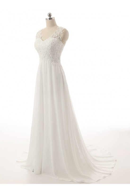 A-Line Lace Chiffon V-Neck Wedding Dresses Bridal Gowns 3030131 A-Line Lace Chiffon V-Neck Wedding Dresses Bridal Gowns 3030131