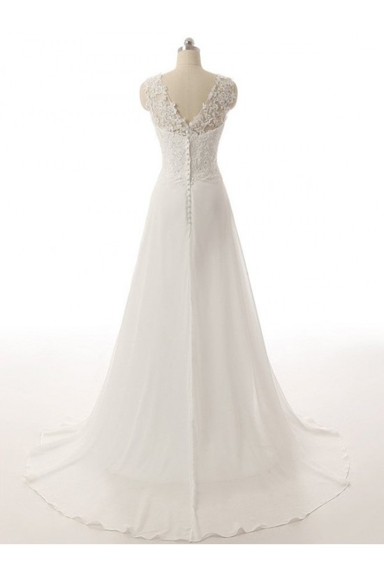A-Line Lace Chiffon V-Neck Wedding Dresses Bridal Gowns 3030131 A-Line Lace Chiffon V-Neck Wedding Dresses Bridal Gowns 3030131