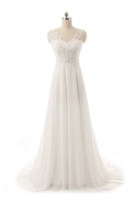 A-Line Lace Chiffon V-Neck Wedding Dresses Bridal Gowns 3030131 A-Line Lace Chiffon V-Neck Wedding Dresses Bridal Gowns 3030131