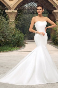 Simple Mermaid Strapless Wedding Dresses Bridal Gowns 3030139