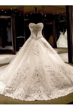 Ball Gown Sweetheart Crystal Lace Wedding Dresses Bridal Gowns 3030140