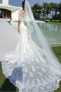 Mermaid Half Sleeves Lace Wedding Dresses Bridal Gowns 3030143
