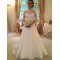 A-Line High Neck Long Sleeves Keyhole Back Lace Wedding Dresses Bridal Gowns 3030148