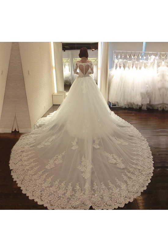 Long Sleeves Ball Gown Chapel Train Lace Wedding Dresses Bridal Gowns 3030149 Long Sleeves Ball Gown Chapel Train Lace Wedding Dresses Bridal Gowns 3030149