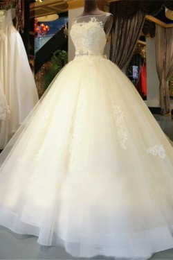 Ball Gown Illusion Neckline Lace Wedding Dresses Bridal Gowns 3030152