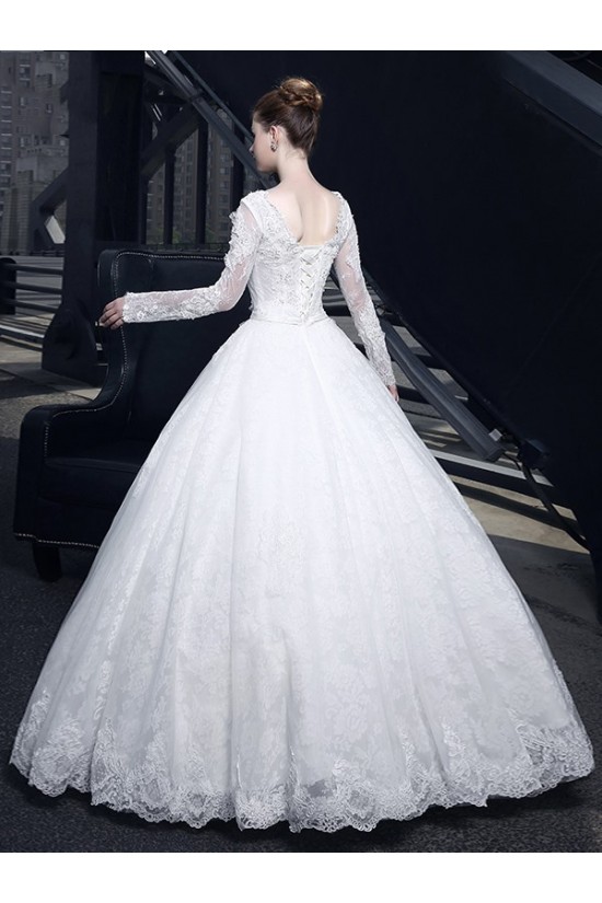 Ball Gown V-Neck Long Sleeves Lace Wedding Dresses Bridal Gowns 3030155 Ball Gown V-Neck Long Sleeves Lace Wedding Dresses Bridal Gowns 3030155