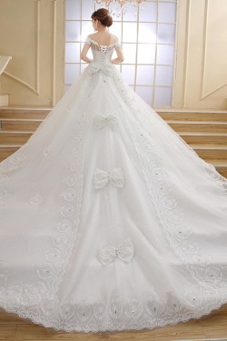 Ball Gown Off-the-Shoulder Lace Crystal Wedding Dresses Bridal Gowns 3030156
