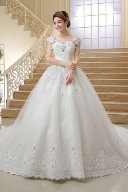 Ball Gown Off-the-Shoulder Lace Crystal Wedding Dresses Bridal Gowns 3030156