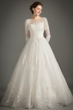 A-Line Long Sleeves Lace Wedding Dresses Bridal Gowns 3030157