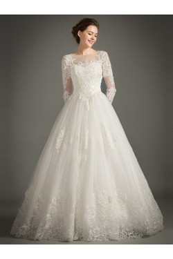 A-Line Long Sleeves Lace Wedding Dresses Bridal Gowns 3030157