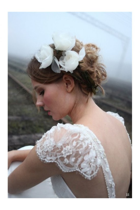 Cap Sleeves Lace Chiffon Backless Wedding Dresses Bridal Gowns 3030158 Cap Sleeves Lace Chiffon Backless Wedding Dresses Bridal Gowns 3030158