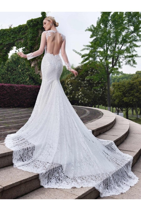 Long Sleeves Lace Open Back Mermaid Wedding Dresses Bridal Gowns 3030162 Long Sleeves Lace Open Back Mermaid Wedding Dresses Bridal Gowns 3030162