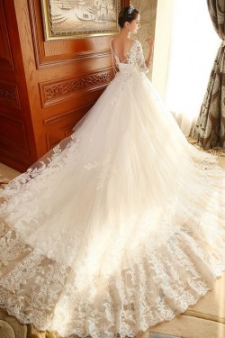 Lace Bridal Ball Gown 3/4 Length Sleeves Wedding Dresses Bridal Gowns 3030163