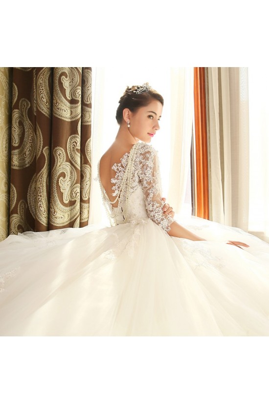 Lace Bridal Ball Gown 3/4 Length Sleeves Wedding Dresses Bridal Gowns 3030163 Lace Bridal Ball Gown 3/4 Length Sleeves Wedding Dresses Bridal Gowns 3030163