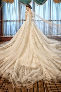 Lace Tulle Off-the-Shoulder Wedding Dresses Bridal Gowns 3030164