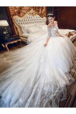 Lace Tulle Off-the-Shoulder Wedding Dresses Bridal Gowns 3030164