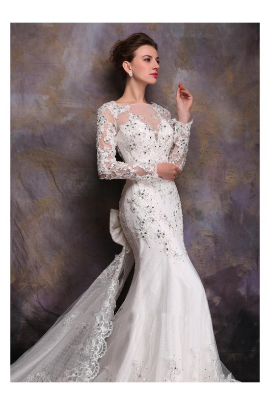 Long Sleeves Crystal Mermaid Lace Wedding Dresses Bridal Gowns 3030165 Long Sleeves Crystal Mermaid Lace Wedding Dresses Bridal Gowns 3030165