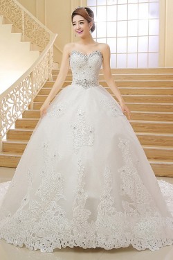 Ball Gown Sweetheart Lace Crystal Wedding Dresses Bridal Gowns 3030167