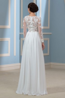 Long Sleeves Lace Chiffon Wedding Dresses Bridal Gowns 3030169