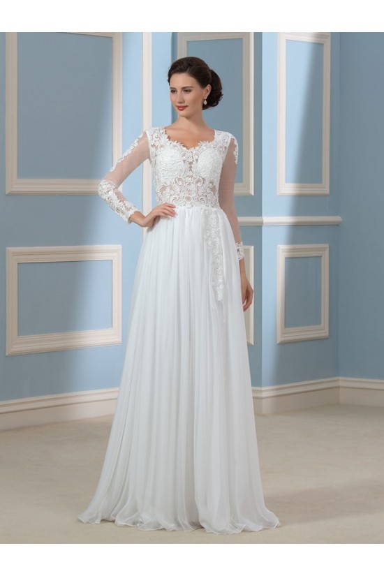 Long Sleeves Lace Chiffon Wedding Dresses Bridal Gowns 3030169 Long Sleeves Lace Chiffon Wedding Dresses Bridal Gowns 3030169