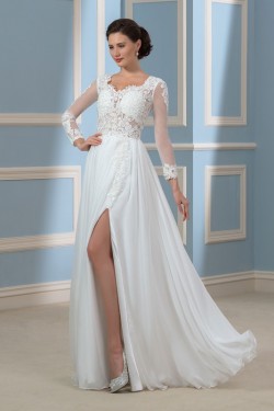 Long Sleeves Lace Chiffon Wedding Dresses Bridal Gowns 3030169