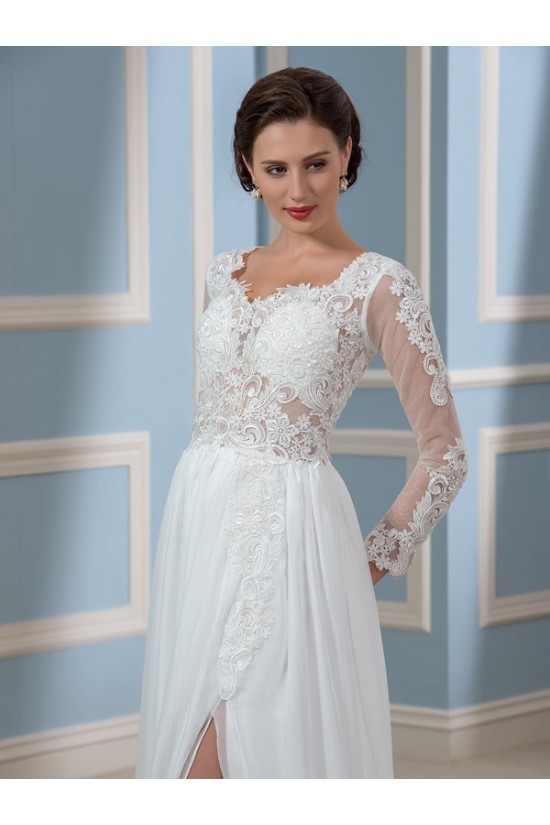 Long Sleeves Lace Chiffon Wedding Dresses Bridal Gowns 3030169 Long Sleeves Lace Chiffon Wedding Dresses Bridal Gowns 3030169